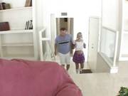 Naughty Blond In Schoolgirl Outfit Pleases Her Man