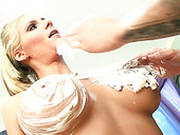 Blonde Phoenix Marie Allows Dude To Smear Whipped Cream Over Her Boobs