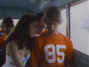 Cute Classic Blonde Gives Eager Blowjob In The Bus