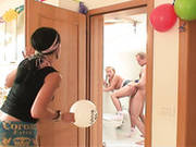 Nasty Blond Marike Serves Two Cocky Studs