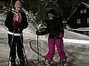 Playful Teens Linda And Lilly Are Passionately Kissing While Skiing At Night