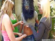 Rebecca Blue And Friends Give Blowjob To Gorilla
