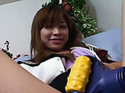 Pervert Dude Stimulates Hairy Pussy Of Japanese Cutie Ami Hyuuga With Sex Toys