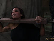 Fixed Blondie Rain Degrey Is In Wooden Stocks And Has To Suck A Cock