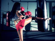 Boxer Girl Aryana Augustine Hitting The Bag In The Gym