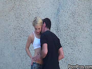 Short Haired Blonde Is Having Fuck Outdoors