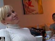 Blonde Pornstar Sandy Casting Brunette Girls For Lesbian Vid