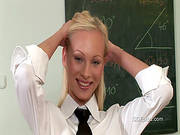 Sexy Schoolgirl Gitta Blond Is Playing With Her Pussy