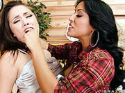 Kristina Rose Gets Punished By Kiara Mia So Her Butt Is Sore Now