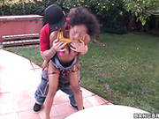 Ebony Bitch Evanni Solei Gets Crazy Fucked Near The Pool