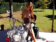 Michelle M Posing On The Classic Harley-davidson