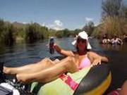 Bikini Clad Rachel Aziani Floating Down The River With Nice Tits