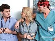 Horny Doctor Shares Big Breasted Blonde Nurse Ashlynn Brooke With Lucky Boy In Bandanna