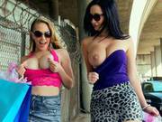Kagney Linn Karter And Jayden Jaymes Flashing Their Tits Outdoor