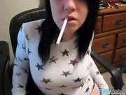 Hot Cutie Teasing While Smoking