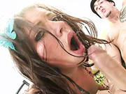 Skinny Brunette Bitch Missy Stone Gives Deepthroat Blowjob
