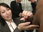 Yuuna Hoshisaki Strokes Shaft At Work In Asian Milf Porn