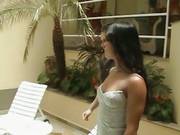 Pool Side Sex With Horny Brunette