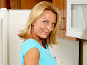 Golden Bronze Toned Cougar Brenda James Rides A Thick Dildo In The Kitchen