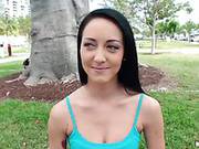 Delightful Brunette Teen Sabrina Banks Shows Her Ass Off In Spandex Before Boning Hardcore.