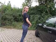 Harlot Blonde Nessy Wild Blows And Rides A Cock For Money In A Public Place