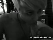 Blonde Emo Babe Looks Sexy While Giving A Blowjob