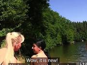 Lesbians Licking Each Other In Woods On A Hot Summer Day