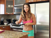 Hotite Eva Lovia Makes Coffee And Breakfast In Her Lingerie