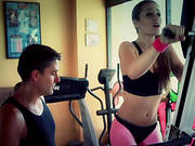 Sporty Babe Gets Rammed Doggystyle With Ripped Pantyhose At The Gym