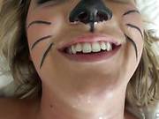Curvy Blonde Addison Grey Uses A Cat Uniform To Seduces Her Lover After A Wild Halloween Party.