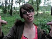 Woodland Group Suck Fest With Spectacled Girl