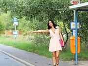 Sexy Brunette Kira Queen Gets Spotted And Offered A Lift By Dude