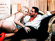 Hot Blond Tramp In Red Heeled Shoes Rides Staff Penis Face To Face