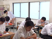 Japanese Teacher Sayuri Honjyou Gives A Blowjob To A College Boys