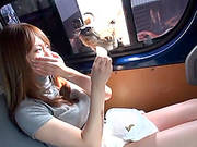 Charming Honami Uehara Gets Her Snatch Fingered And Toyed In A Car