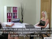 Blonde Babe And Female Agent Share Dick In An Office