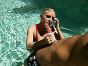 Horny Blonde Slut Britney Brook Gives Hot Blowjob Before Riding The Stem On Top
