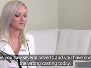 Female Agent Licks Pussy Of Amateur Babe On Couch