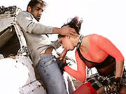 Hussy Jade In Nasty Outfit Is Giving Sloppy Blowjob Outdoor