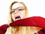 Four-eyed Kinky Porn Slut Barra Brass Wanks On Cam Wearing Red Bodystocking