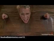 Bound In The Wall Stockade Blonde Toyed A 