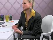 Blonde Female Agent Wanking Dick In Office