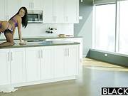 Sexy Brunette In Black Erotic Stockings, Sabrina Banks Is Doing It With A Handsome Black Guy