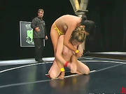 Wrestling Match Is Even Until The Dildo Harness Is Worn!