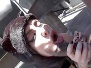 Jamey Janes Is Enjoying An Interracial Oral Sex Session In Which She Gobbles On Black Cock