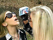 Two Wicked Sluts In Coats Get Messy And Dirty On Public In Park