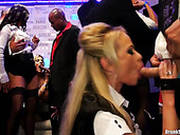 Seductive White Hussies Give Deepthroat Blowjob In Group Sex Video