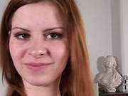 All Natural Ginger Babe With Charming Face Gives Masturbation Solo