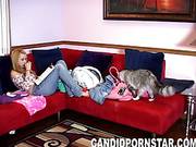Hot Babe Lexi Belle Strips Down On The Sofa