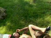 Interracial Amateurs In Outdoor Fun.